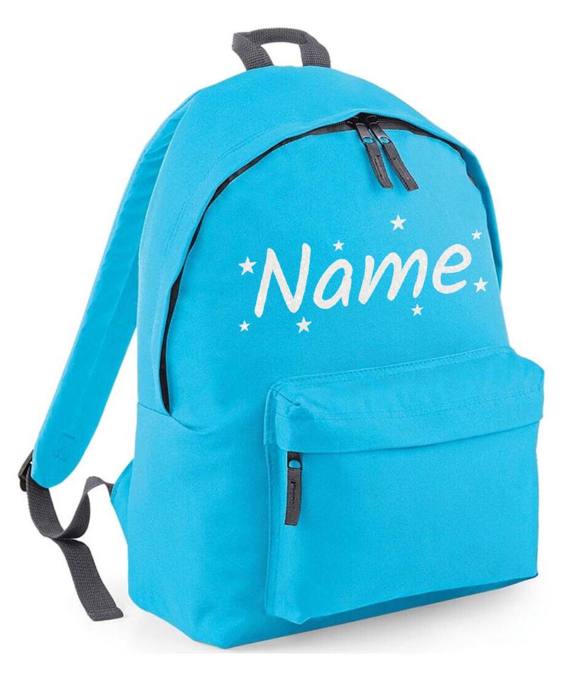 Personalised School Backpack Bag Stars Any Name Text Kids PE Kit Girls Boys Gift