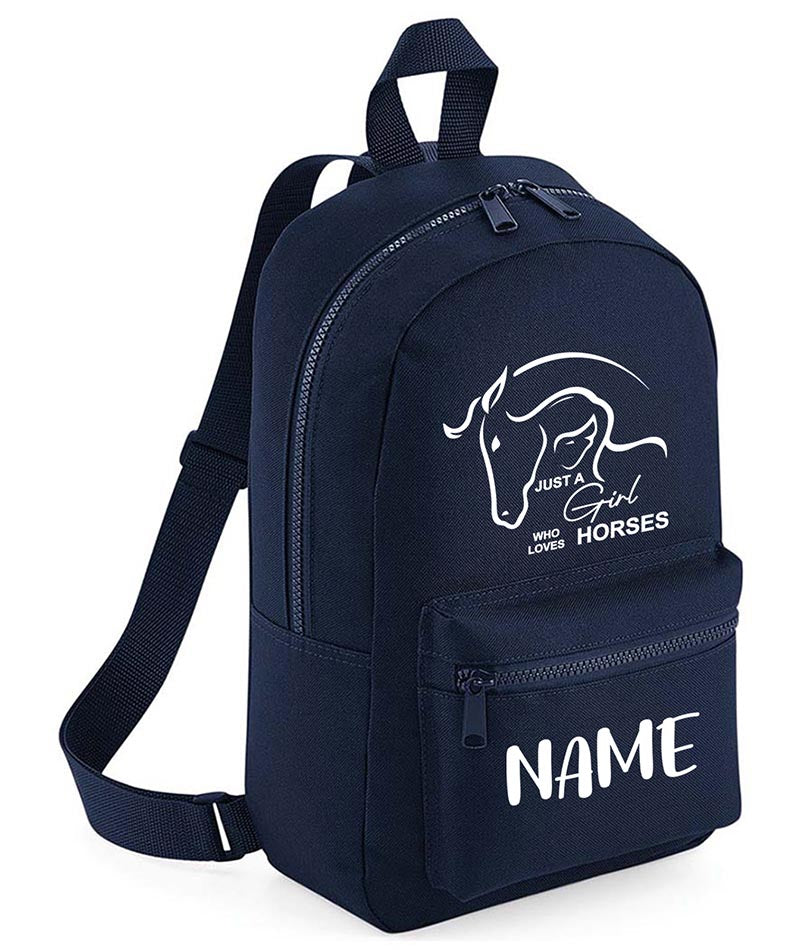 Personalised Girls Backpack Equestrian Bag Mini School PE Club Nursery Any Name Rucksack