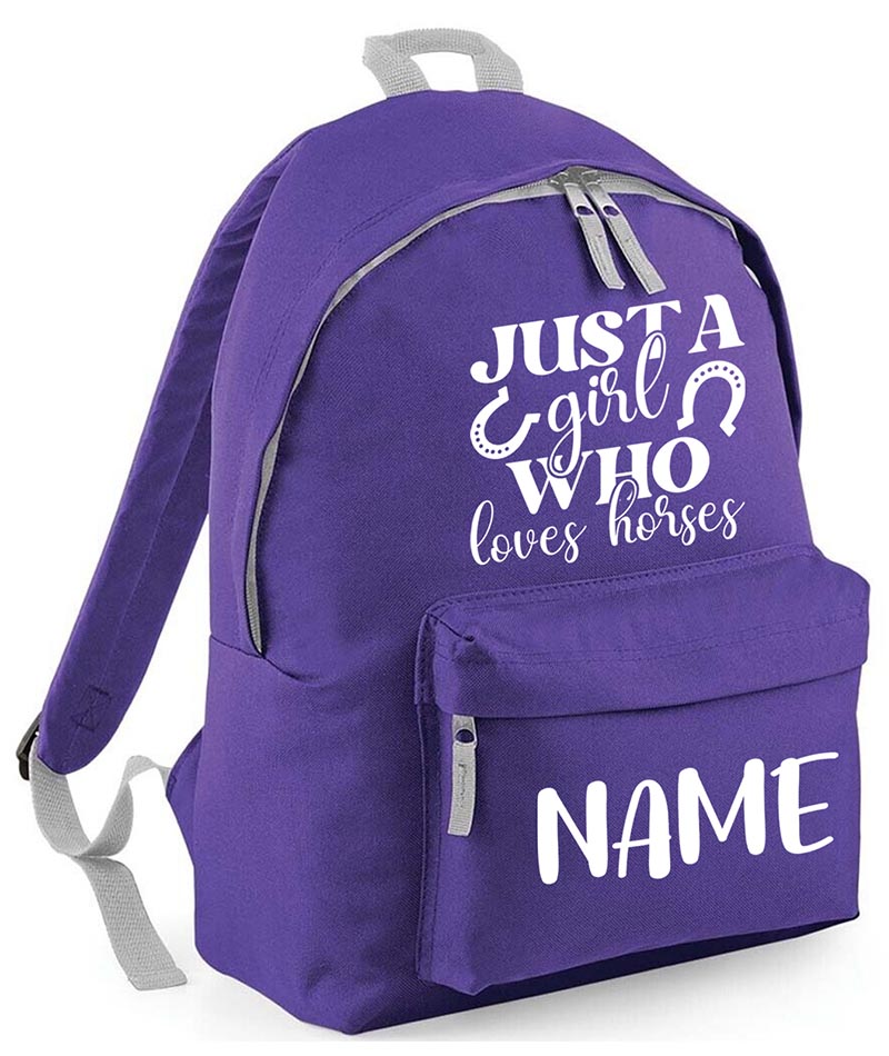 Personalised Equestrian School Backpack Bag Any Name Text Kids PE Kit Girls Boys Gift