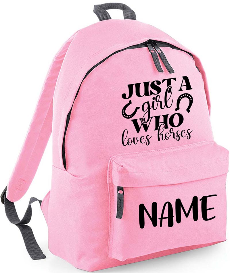 Personalised Equestrian School Backpack Bag Any Name Text Kids PE Kit Girls Boys Gift