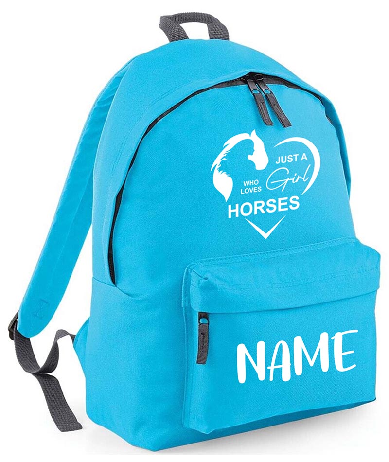 Personalised Equestrian School Backpack Bag Any Name Text Kids PE Kit Girls Boys Gift