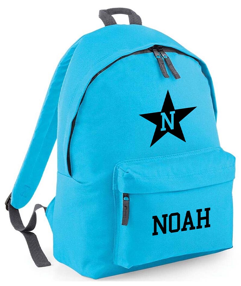 Personalised School Backpack Star Bag Any Name Text Kids PE Kit Girls Boys Gift