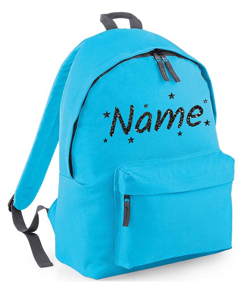 Personalised School Backpack Bag Stars Any Name Text Kids PE Kit Girls Boys Gift