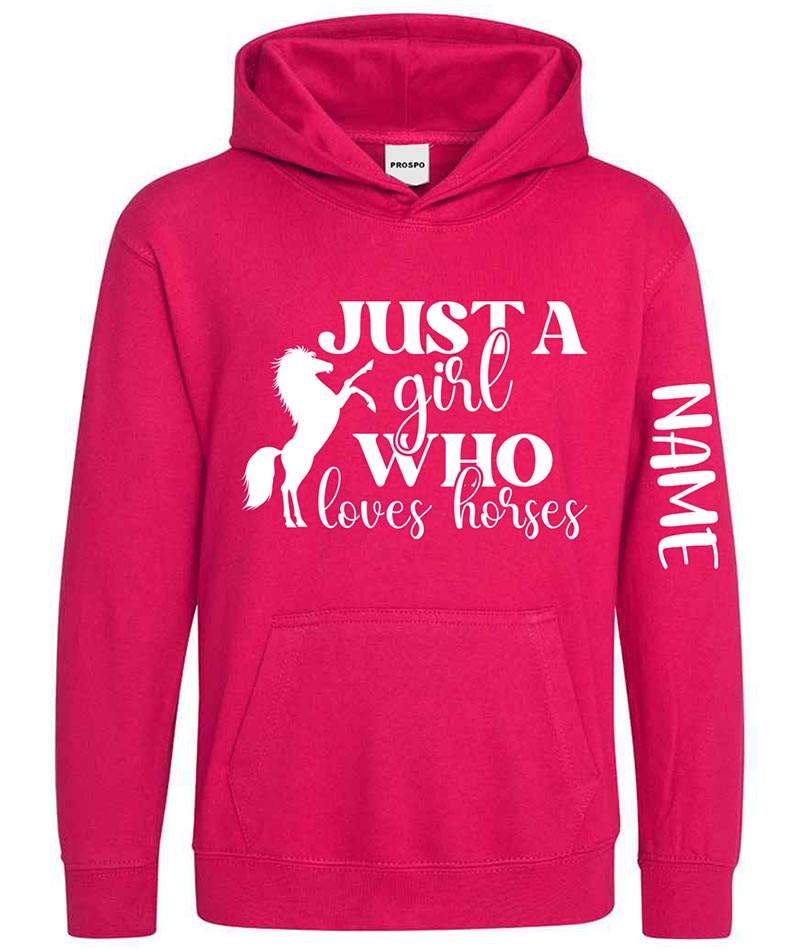 Personalised Equestrian Glitter Hoodie Custom Printed Name Girls Hoodies Jumper