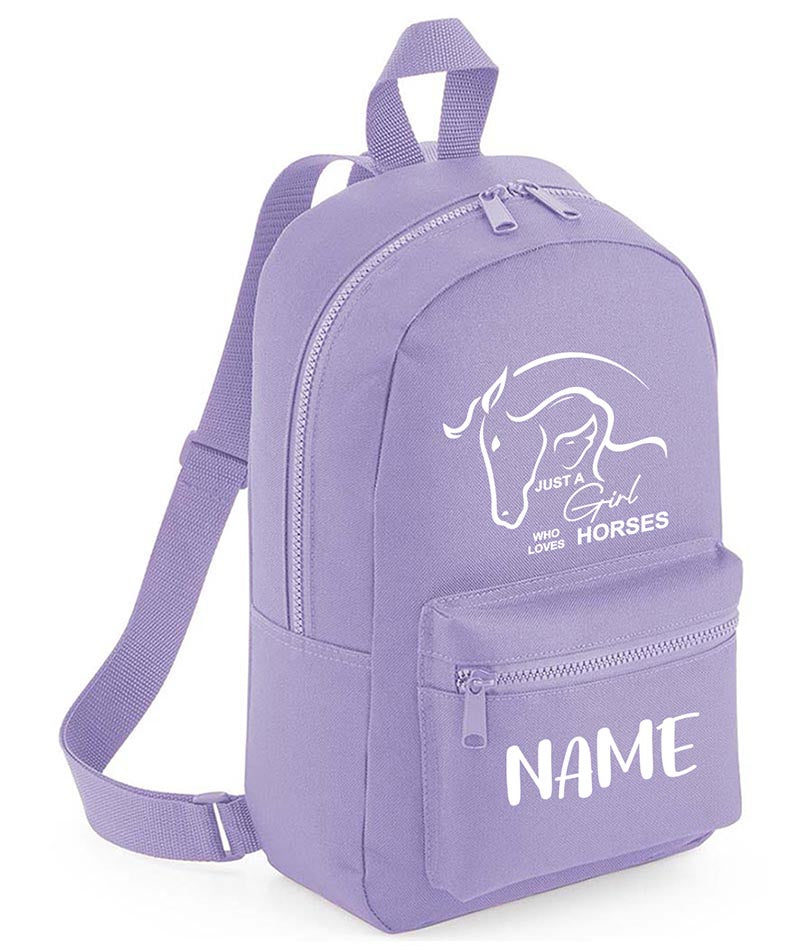 Personalised Girls Backpack Equestrian Bag Mini School PE Club Nursery Any Name Rucksack