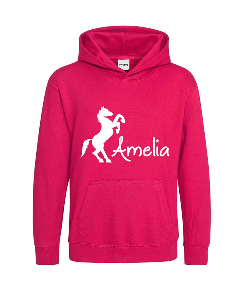 Personalised Equestrian Glitter Hoodie Custom Printed Name Girls Hoodies Jumper