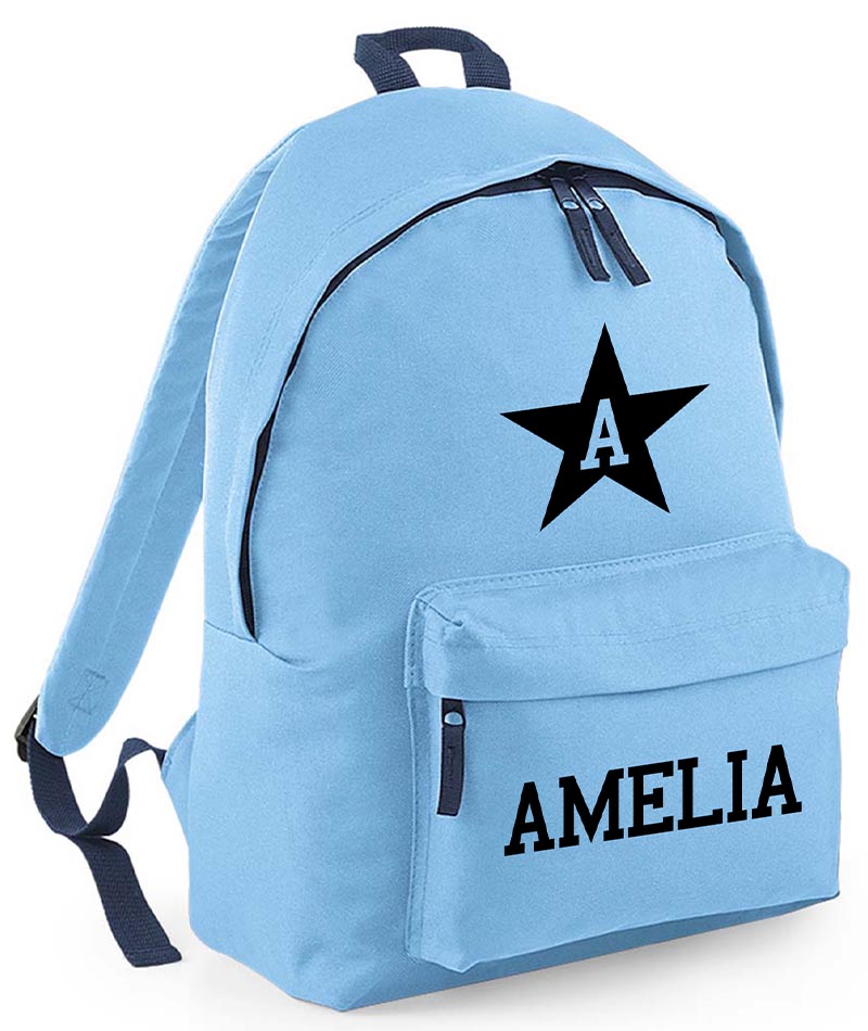 Personalised School Backpack Star Bag Any Name Text Kids PE Kit Girls Boys Gift