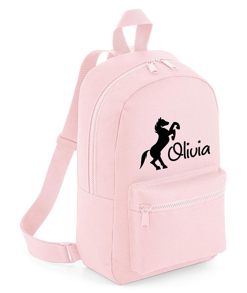 Personalised Girls Backpack Equestrian Bag Mini School PE Club Nursery Any Name Rucksack