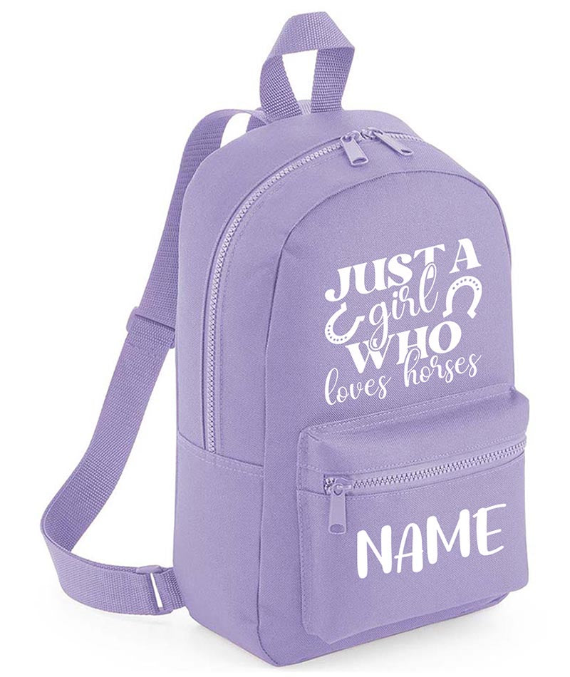 Personalised Girls Backpack Equestrian Bag Mini School PE Club Nursery Any Name Rucksack