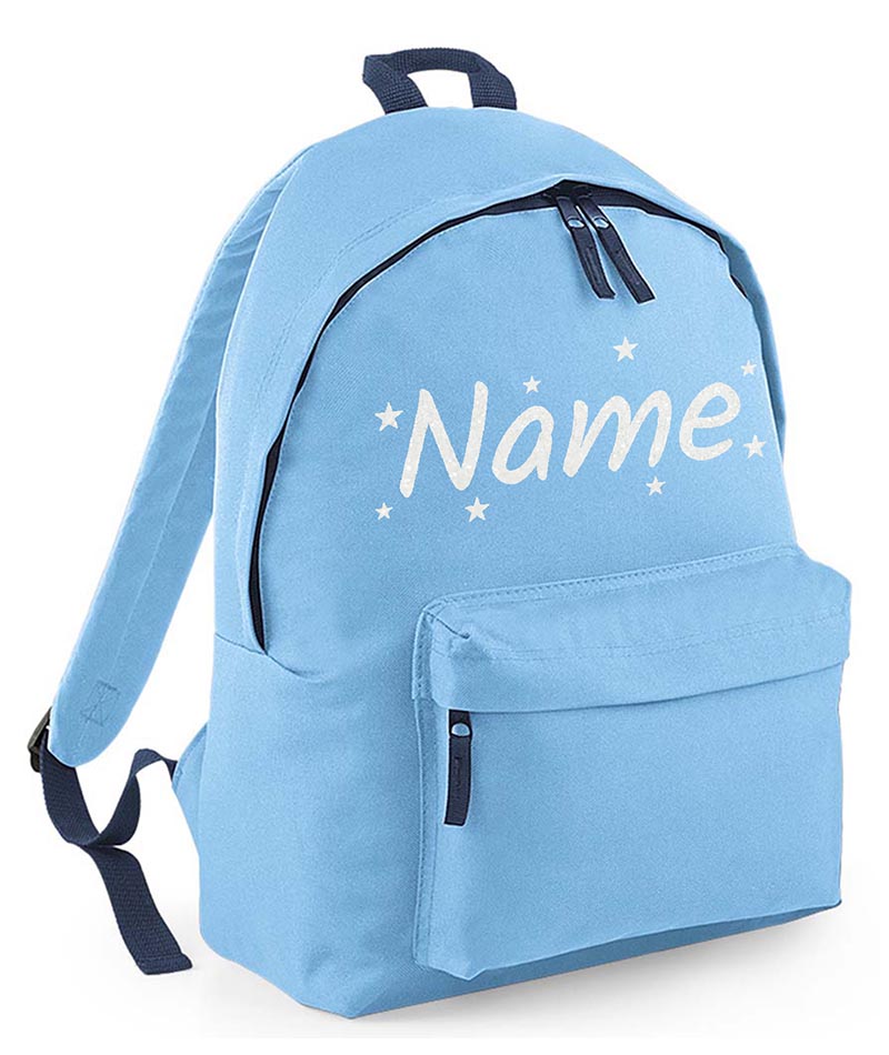 Personalised School Backpack Bag Stars Any Name Text Kids PE Kit Girls Boys Gift