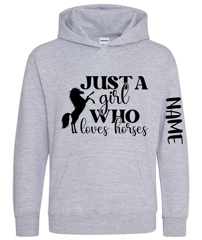 Personalised Equestrian Glitter Hoodie Custom Printed Name Girls Hoodies Jumper