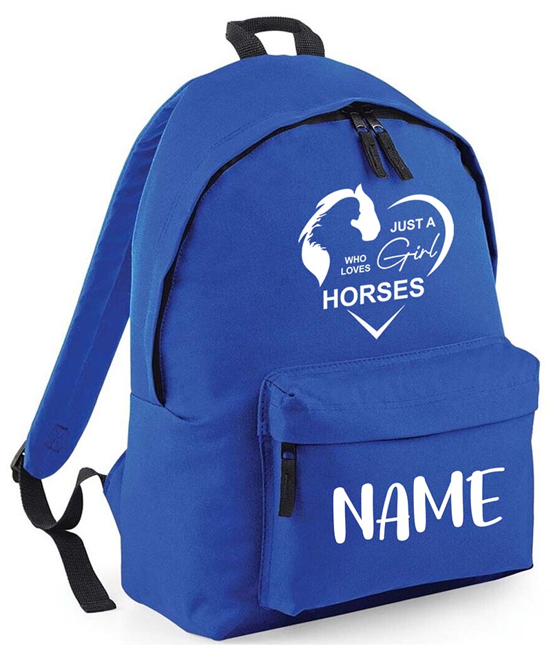 Personalised Equestrian School Backpack Bag Any Name Text Kids PE Kit Girls Boys Gift