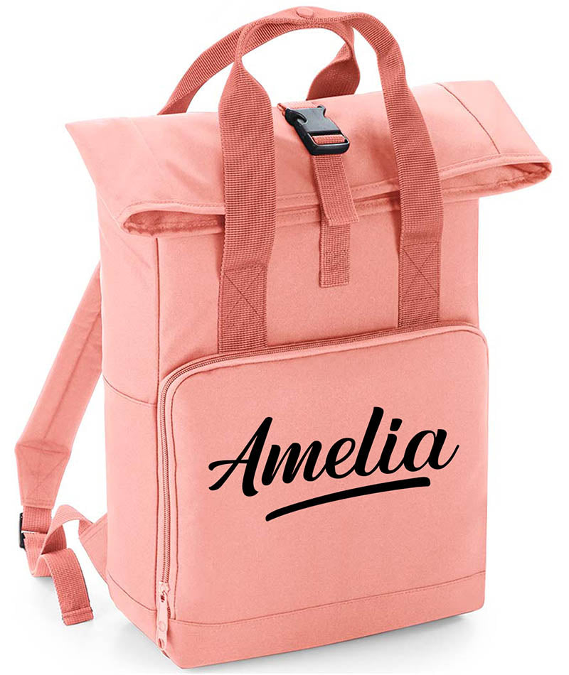 Personalised with Your Name Twin Handle Roll-Top Backpack