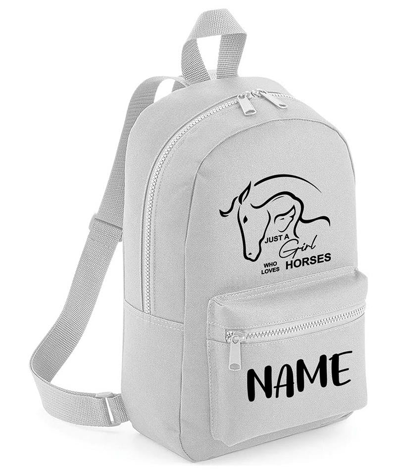 Personalised Girls Backpack Equestrian Bag Mini School PE Club Nursery Any Name Rucksack