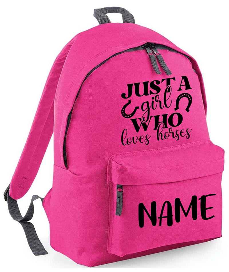 Personalised Equestrian School Backpack Bag Any Name Text Kids PE Kit Girls Boys Gift