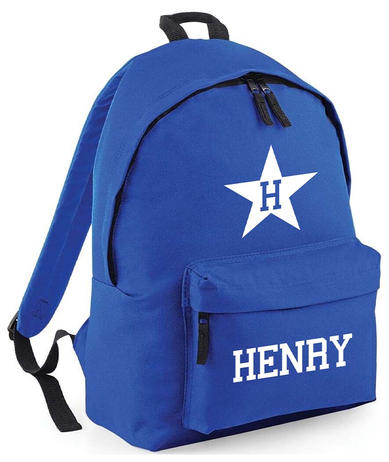 Personalised School Backpack Star Bag Any Name Text Kids PE Kit Girls Boys Gift