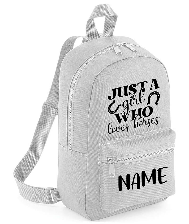 Personalised Girls Backpack Equestrian Bag Mini School PE Club Nursery Any Name Rucksack