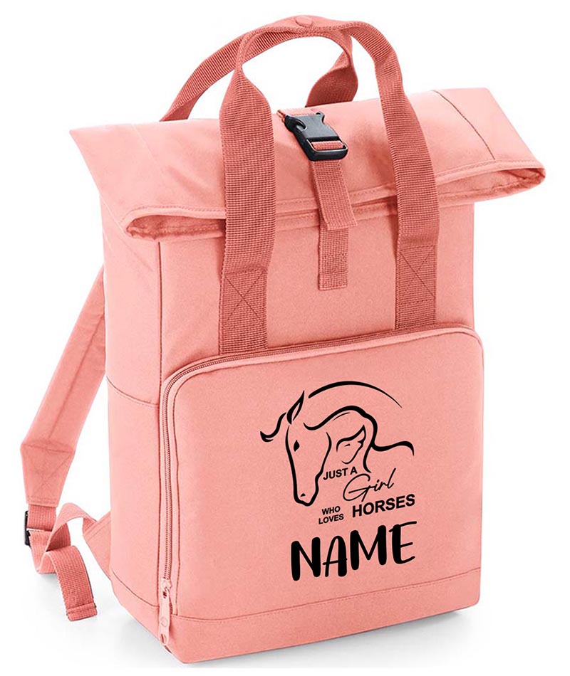 Personalised  Equestrian Backpack with Your Name Twin Handle Roll-Top Backpack