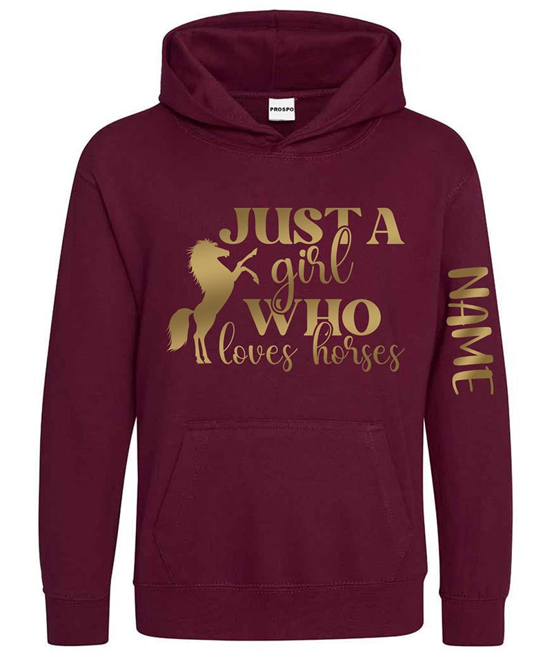 Personalised Equestrian Glitter Hoodie Custom Printed Name Girls Hoodies Jumper