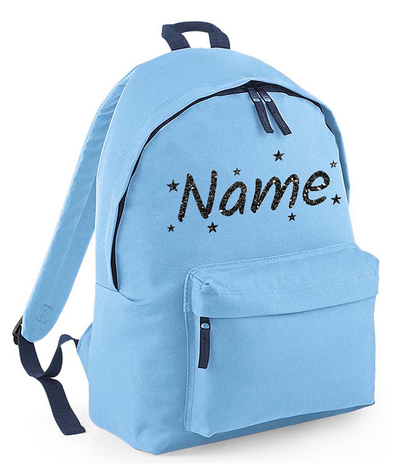 Personalised School Backpack Bag Stars Any Name Text Kids PE Kit Girls Boys Gift