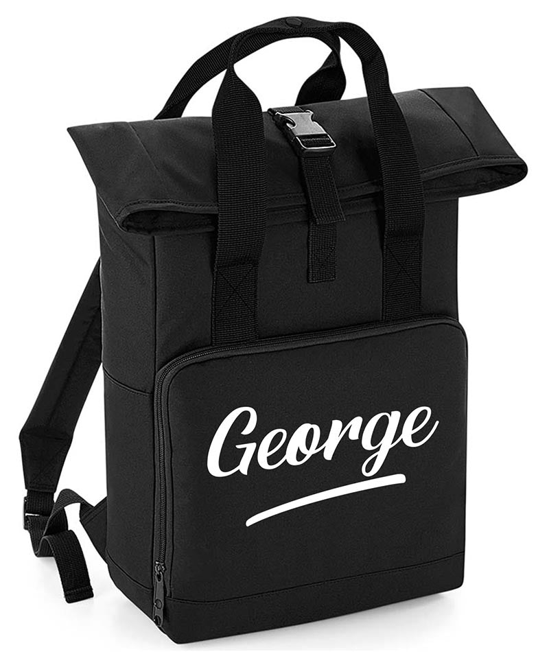 Personalised with Your Name Twin Handle Roll-Top Backpack