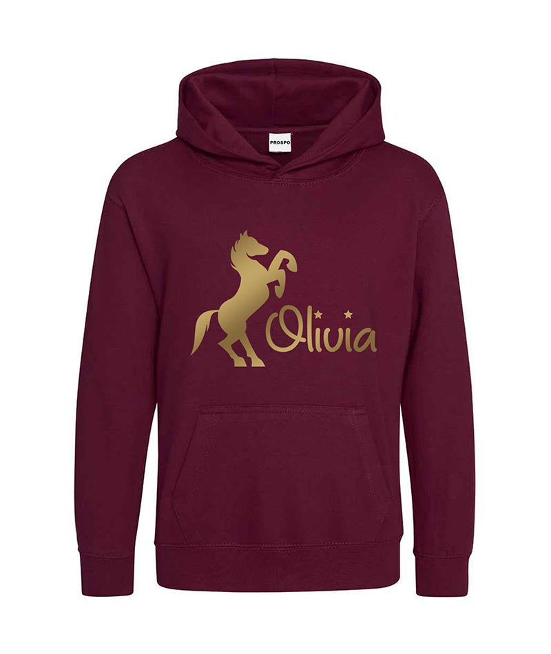 Personalised Equestrian Glitter Hoodie Custom Printed Name Girls Hoodies Jumper