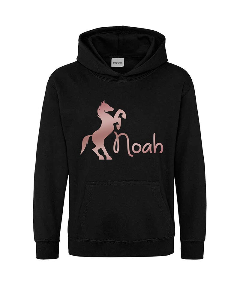 Personalised Equestrian Glitter Hoodie Custom Printed Name Girls Hoodies Jumper