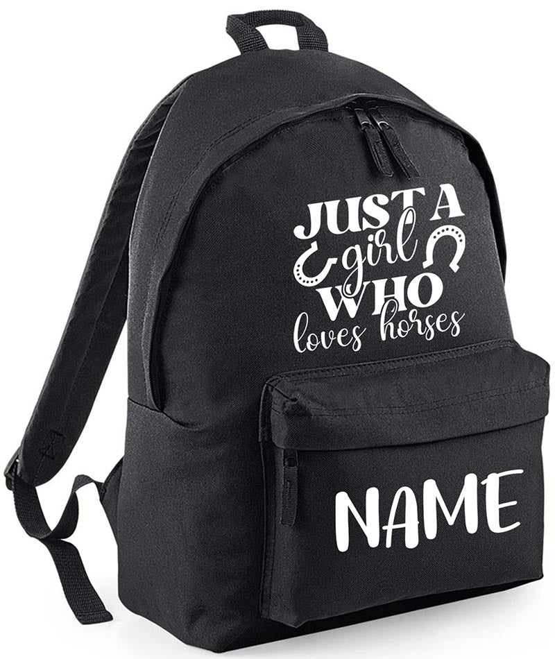 Personalised Equestrian School Backpack Bag Any Name Text Kids PE Kit Girls Boys Gift