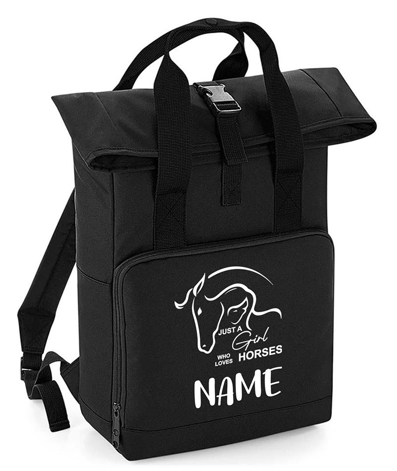 Personalised  Equestrian Backpack with Your Name Twin Handle Roll-Top Backpack