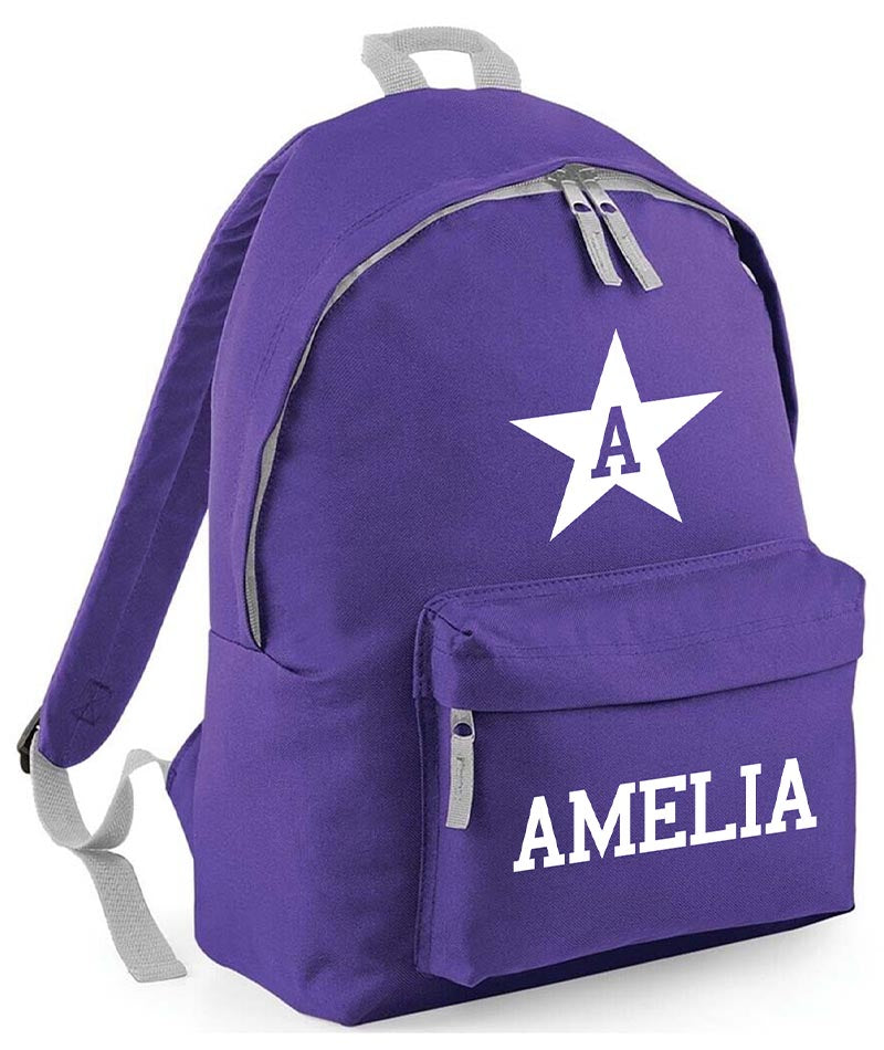 Personalised School Backpack Star Bag Any Name Text Kids PE Kit Girls Boys Gift