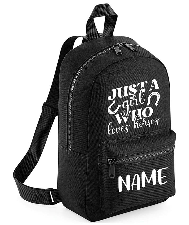 Personalised Girls Backpack Equestrian Bag Mini School PE Club Nursery Any Name Rucksack