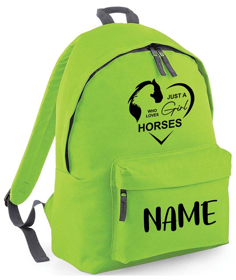 Personalised Equestrian School Backpack Bag Any Name Text Kids PE Kit Girls Boys Gift