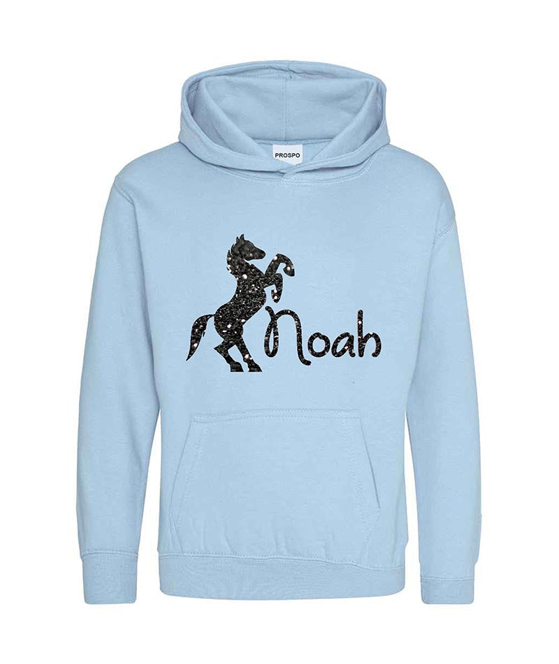 Personalised Equestrian Glitter Hoodie Custom Printed Name Girls Hoodies Jumper