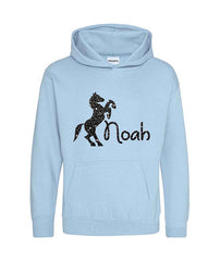 Personalised Equestrian Glitter Hoodie Custom Printed Name Girls Hoodies Jumper