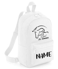 Personalised Girls Backpack Equestrian Bag Mini School PE Club Nursery Any Name Rucksack