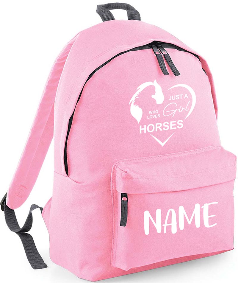 Personalised Equestrian School Backpack Bag Any Name Text Kids PE Kit Girls Boys Gift