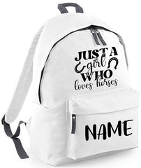 Personalised Equestrian School Backpack Bag Any Name Text Kids PE Kit Girls Boys Gift