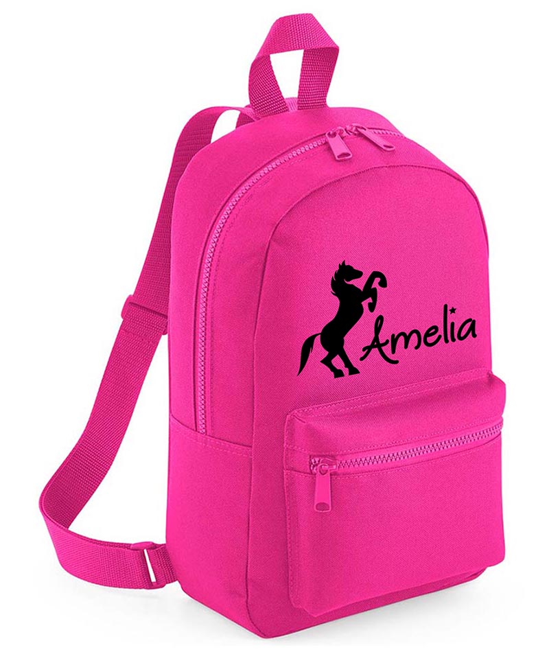 Personalised Girls Backpack Equestrian Bag Mini School PE Club Nursery Any Name Rucksack