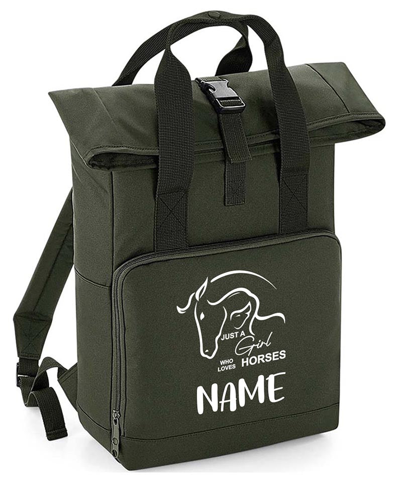 Personalised  Equestrian Backpack with Your Name Twin Handle Roll-Top Backpack