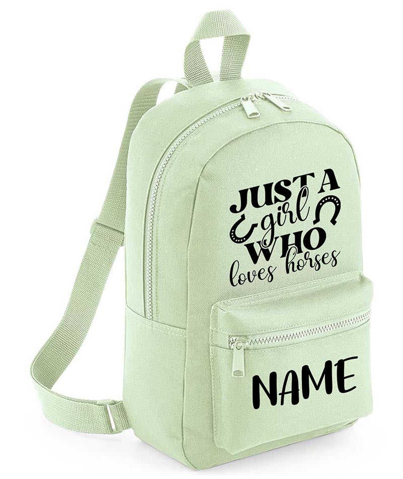 Personalised Girls Backpack Equestrian Bag Mini School PE Club Nursery Any Name Rucksack