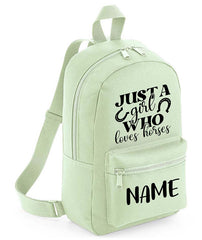 Personalised Girls Backpack Equestrian Bag Mini School PE Club Nursery Any Name Rucksack