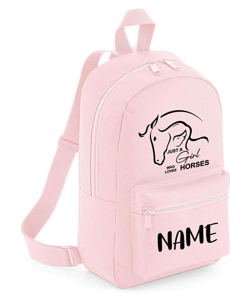 Personalised Girls Backpack Equestrian Bag Mini School PE Club Nursery Any Name Rucksack