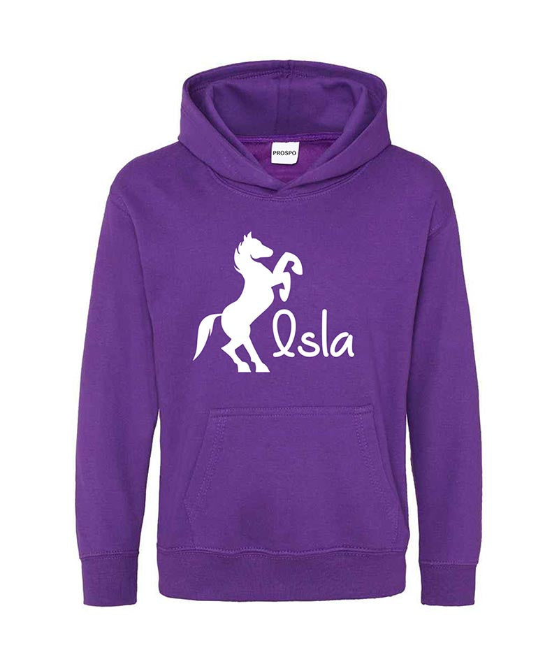 Personalised Equestrian Glitter Hoodie Custom Printed Name Girls Hoodies Jumper