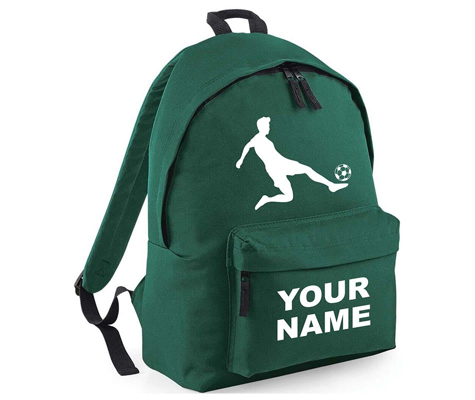 Personalised Football Player School Backpack Bag Kids Any Name Text Girls Boys Rucksack Casual and Travel Bag PE Kit