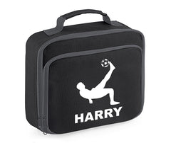 Personalised Football Player Lunch Bag Boys School Insulated Any Name Kids Snack Box