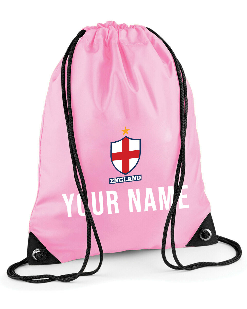 Personalised England Flag Badge Style Kit Football Shirt, Shorts, Bag and Sock