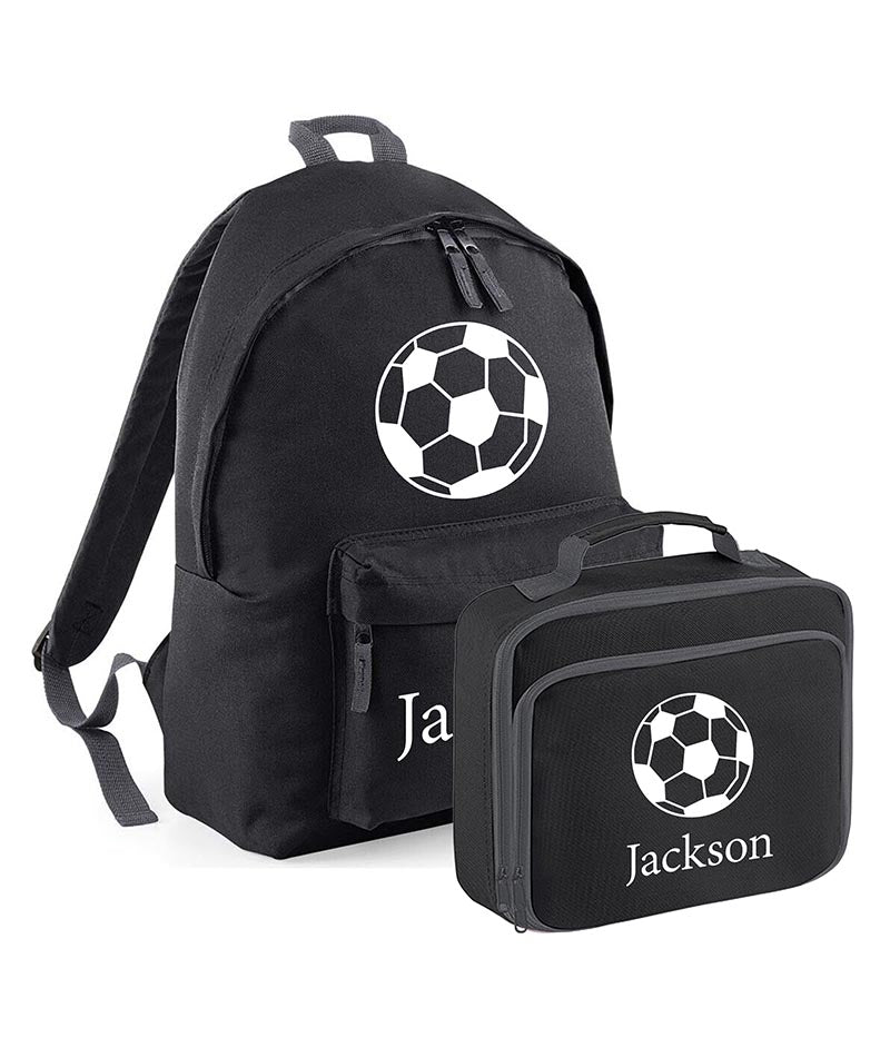 Personalised Football Backpack, Lunch Bag, Drawstring, Water bottle and Pencil Case PE Bag Kids Boys Girls