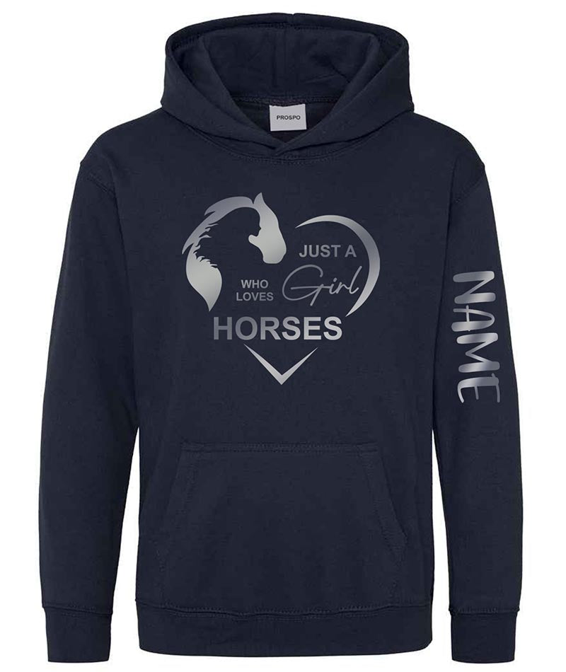 Personalised Equestrian Glitter Hoodie Custom Printed Name Girls Hoodies Jumper