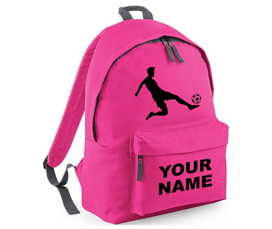 Personalised Football Player School Backpack Bag Kids Any Name Text Girls Boys Rucksack Casual and Travel Bag PE Kit