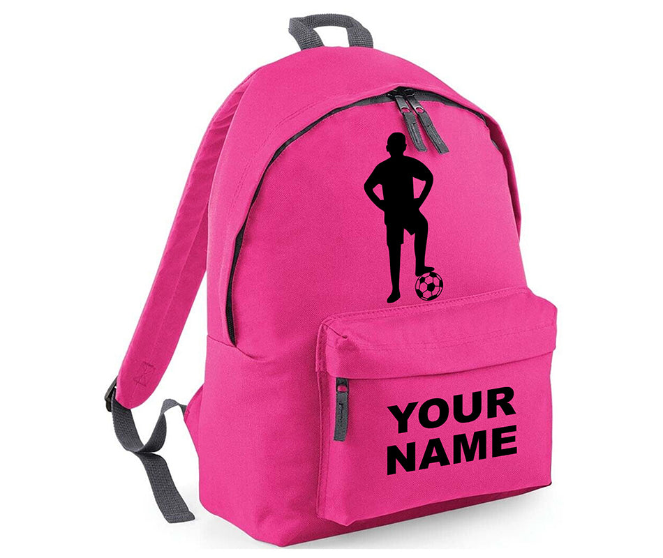 Personalised Football Player School Backpack Bag Kids Any Name Text Girls Boys Rucksack Casual and Travel Bag PE Kit